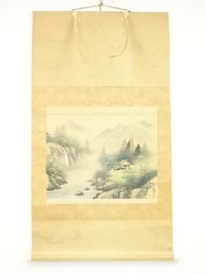 春峰筆　山水　肉筆絹本掛軸